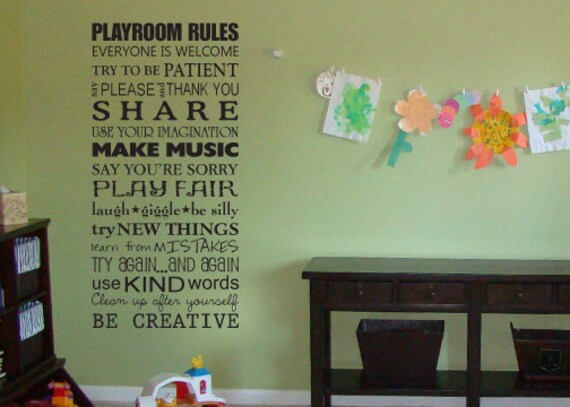 Playroom rules vinyl wall decal art