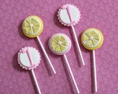 Pink Lemonade Fondant Monogram or Birthdate Toppers on a Stick for Summertime Cupcakes