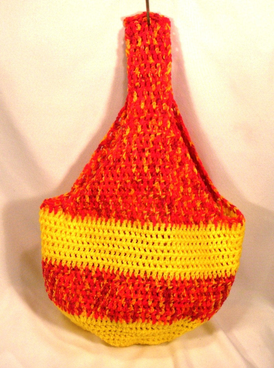 Crochet Market Tote Bag in Fiery Orange and Yellow