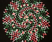 Large Crochet Doily in Red and Green Tablecloth