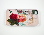 Vintage Rose Postcard iPhone 5 Case, iPhone 4 case, iPhone 4s Cover , Hard Plastic iphone 5 Cover, cases