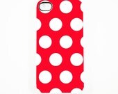 Red Polka Dot iPhone 5 Case, iPhone 4 case, iPhone 4s Cover , Hard Plastic iphone 5 Cover, cases