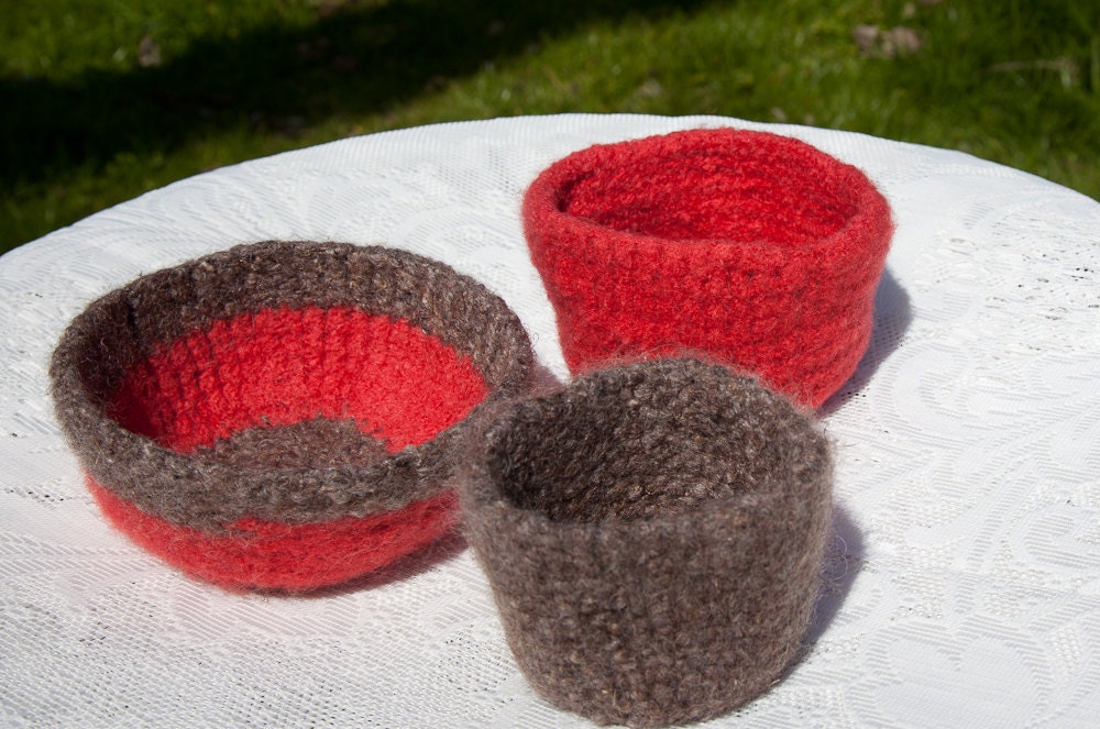 Earth -tones, Felted Nesting Bowls
