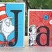 baby name blocks - Cat in The Hat  Blocks made with any name you choose- made using real vintage book pages