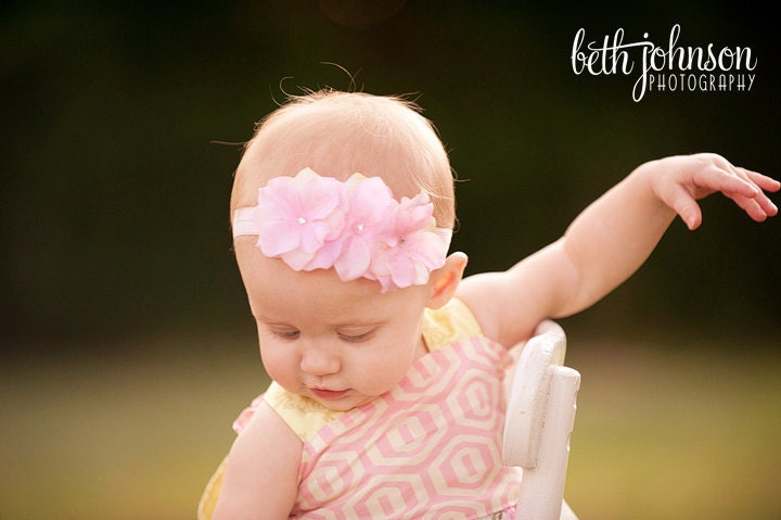 Baby Headbands.Baby Girl Headbands.Newborn Headband.Triple Pink Flower Headband..Baby Headband..Infant Headband.-Newborn/Baby/Toddler/Girl