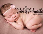 Newborn Headband..Pink Flower Headband..Baby Girl Headbands..Skinny Headband..Baby Girl Toddler Adult