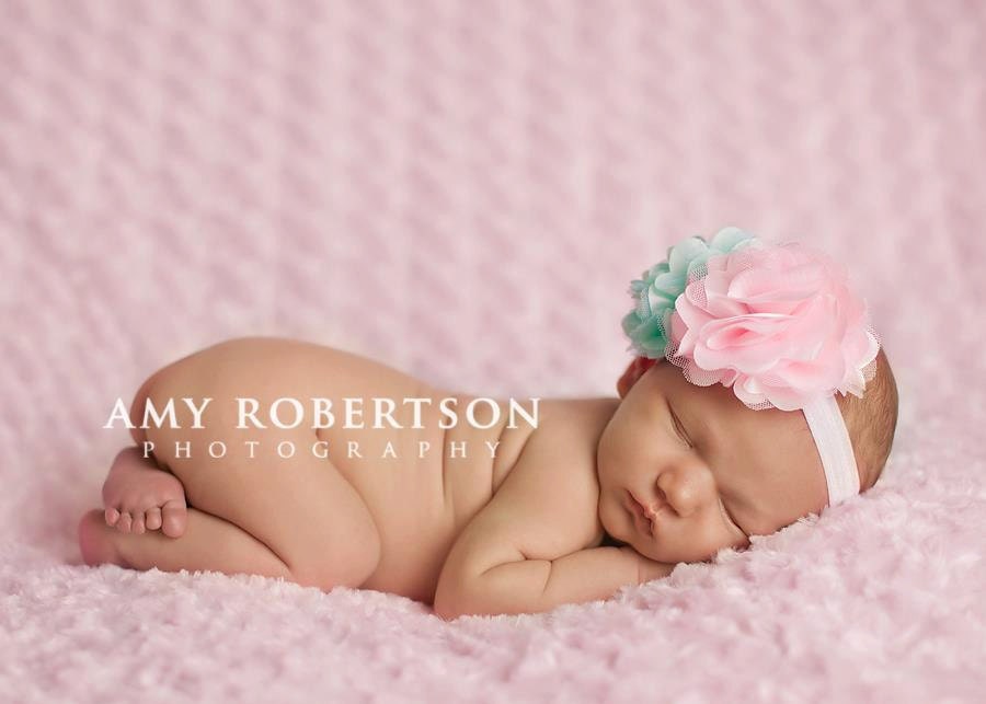 Baby Headband..Baby Girl Headbands..Pink n Aqua Flower Headband..Baby Flower Headband..Newborn Headband..Baby.Toddler.Headband