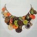 Bountiful Buttons - Vintage Button Necklace,Statement,AWARD WINNING,Green/Coral/Pearl/Ivory Buttons on Brass Chain,Repurposed