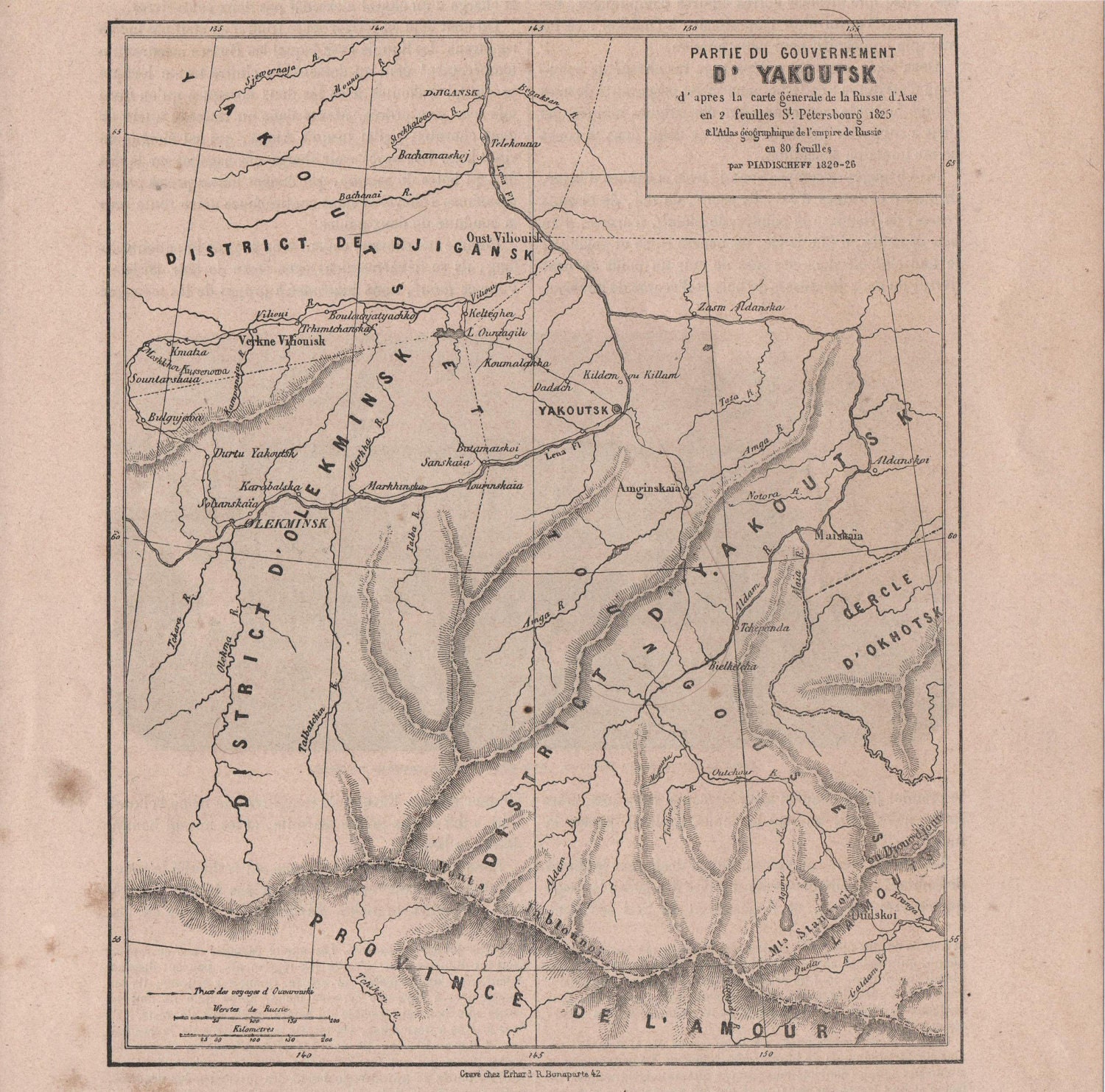 Antique French map or Russia 1860- Antique Russian Map