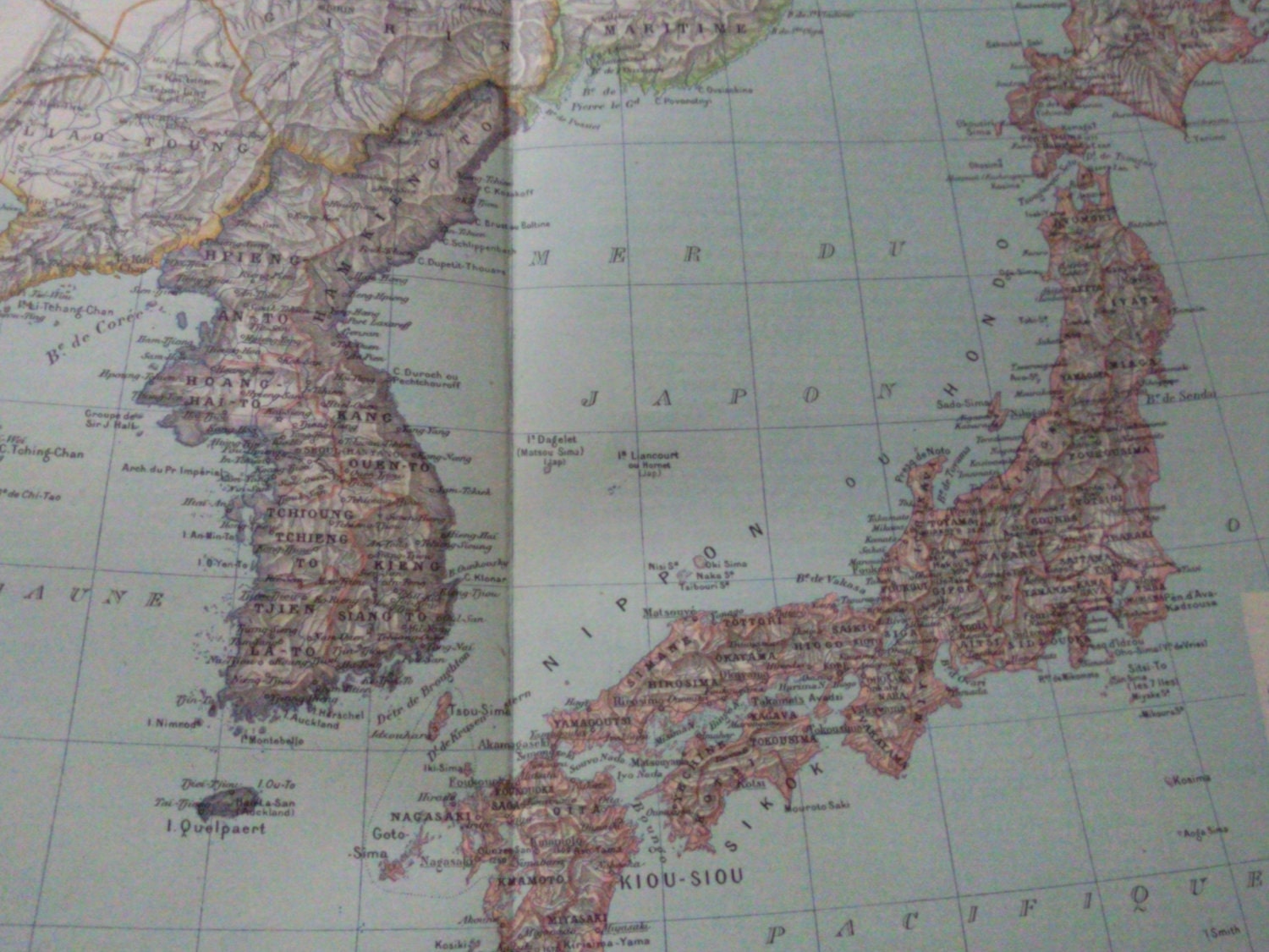 Antique Map of Japan and Korea - 1891 Large map of Japan and Korea