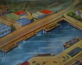Original Vintage French Poster  1960 The Seaport / The River Midcentury Extra Large