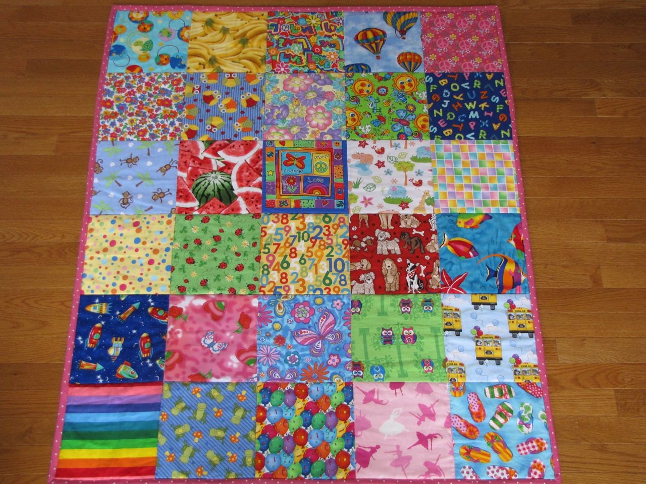 Colorful Baby Quilt, Custom made one of a kind, Boy or Girl or gender neutral, Large baby or  Toddler, I spy game, Handmade