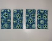 Large Cloth Napkins, Dinner Size, set of 4, Amy Butler Designer fabric, Bright blue design, Modern decor, gift set, handmade