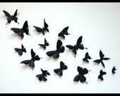 3D Wall Butterflies - 45 Assorted Black Butterfly Silhouettes, Nursery, Home Decor