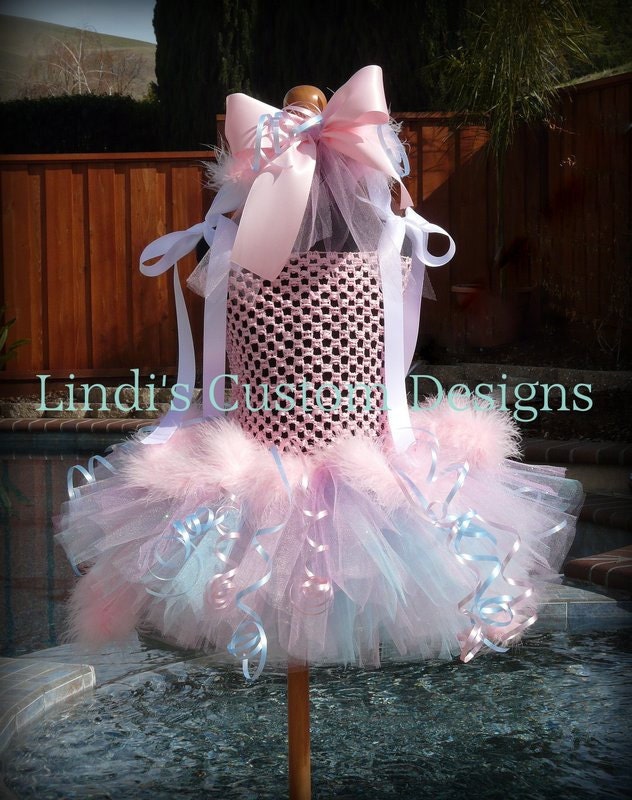 1st, 2nd, 3rd, 4th Birthday Princess Cotton Candy Tutu Dress & matching Hair Accessory