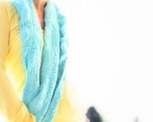 Nuno felted scarf merino wool and hand dyed aqua blue cotton gauze
