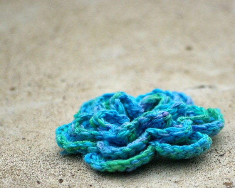 Blue Lagoon Crochet Flower Brooch Spring Blossom Mother Day Gift Summer Breeze Sea Colors by dodofit on Etsy