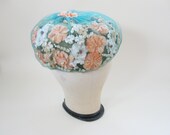 50s Silk Floral Pillbox Hat