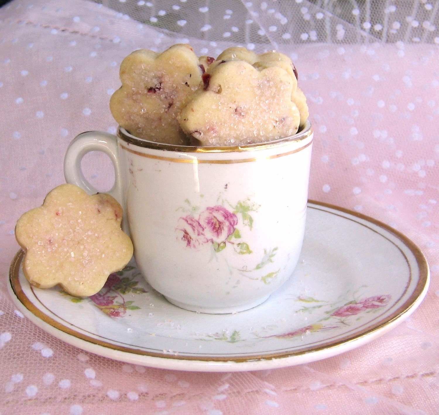 Spring Celebrations MINI Blossoms 3 Dozen Cranberry Walnut Shortbread