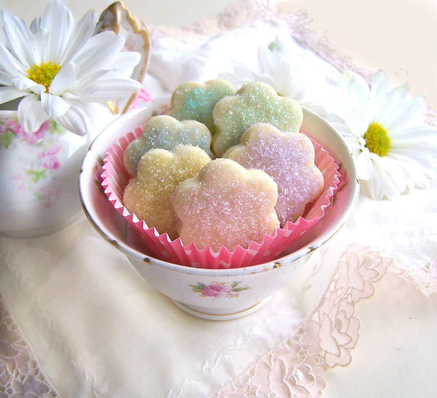 Springtime MINI Flowers Vanilla Shortbread 3 Dozen Bite Sized Blossom Cookies
