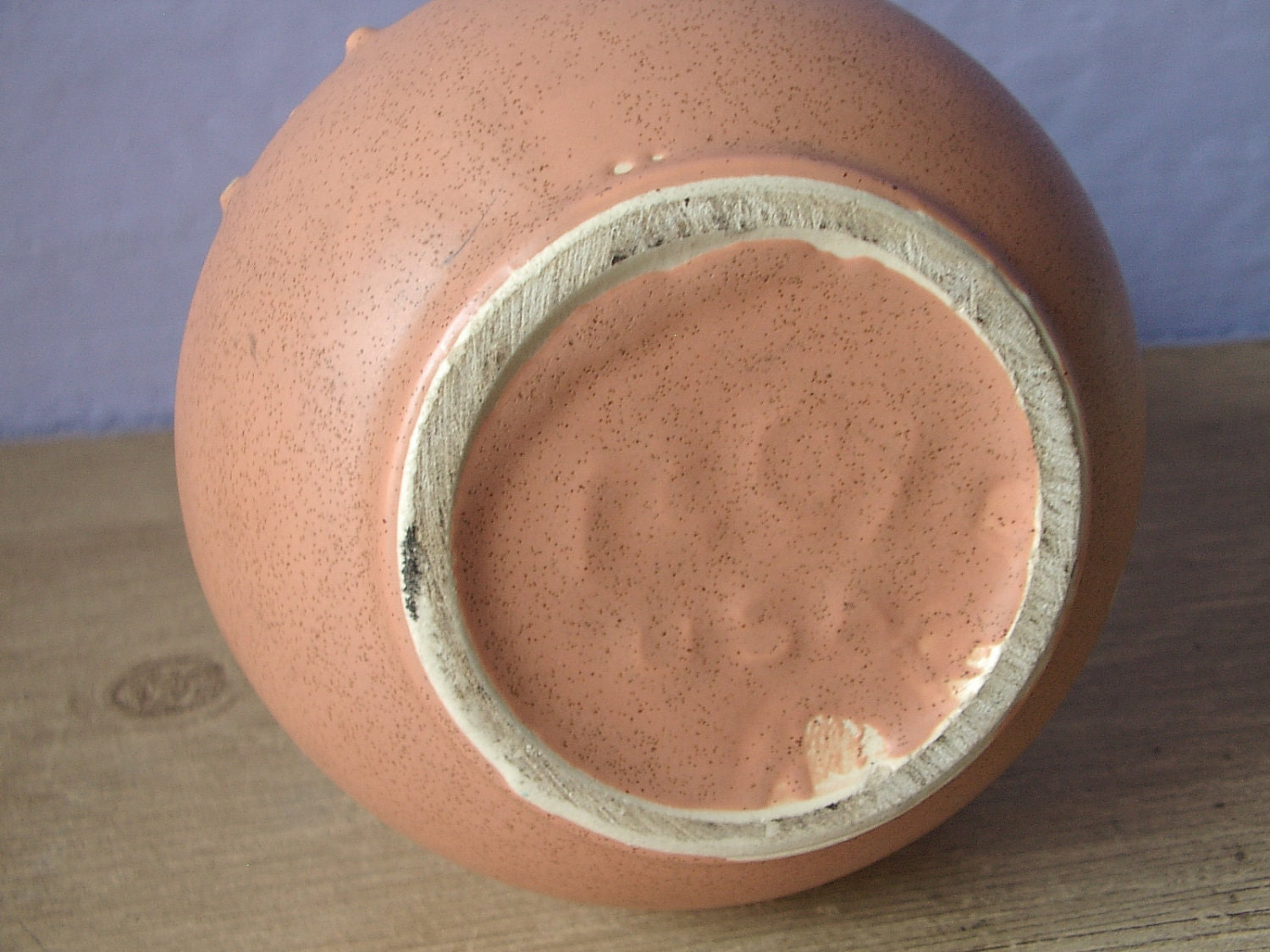 vintage art deco vase, McCoy pottery ceramic vase, mid century modern decor, 1940's to 1960's, peach