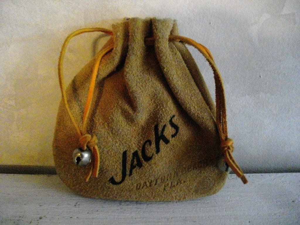 Vintage Jacks Jax Set in Suede Souvenir Bag Daytona Beach Florida