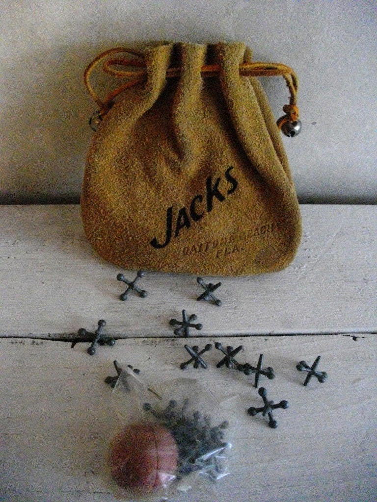 Vintage Jacks Jax Set in Suede Souvenir Bag Daytona Beach Florida