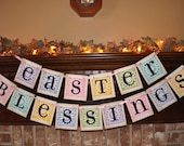 Easter Garland Easter  Blessings Bright Colors Spring Banner Garland Wall Art Word Sign Photo Prop