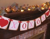 Valentine Banner XOXOX Hugs and Kisses Pink and Red Sign Garland Photo Prop