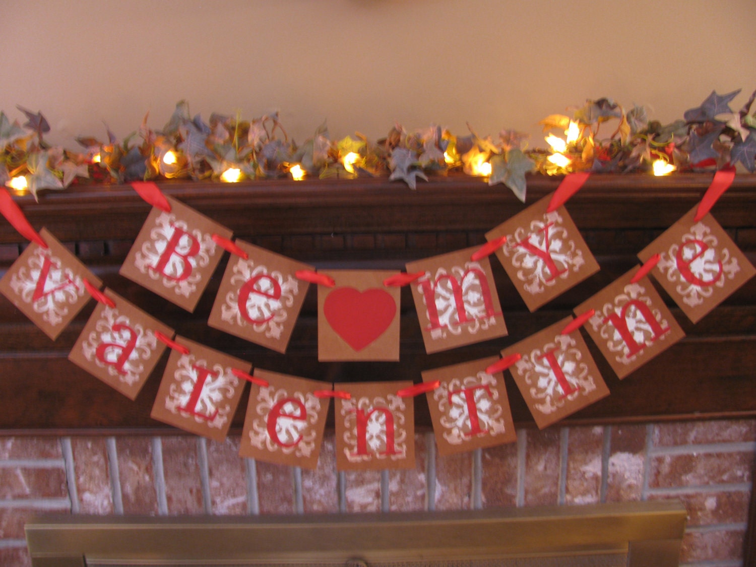 Valentine Banner Be My Valentine Antiqued Romantic Banner Garland Valentines Day Photo Prop