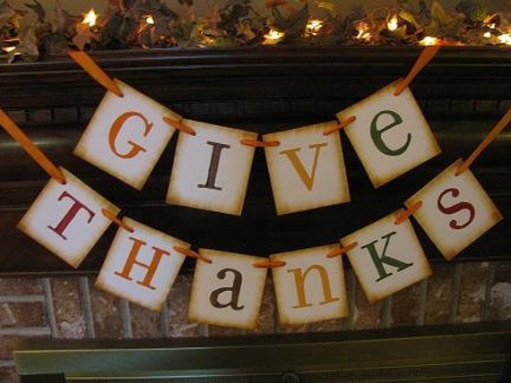 Fall Thanksgiving Give Thanks Banner Garland Word Sign Fireplace Decoration Photo Prop