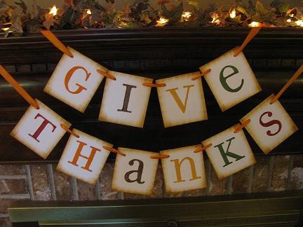 Fall Thanksgiving Give Thanks Banner Garland Word Sign Fireplace Decoration Photo Prop