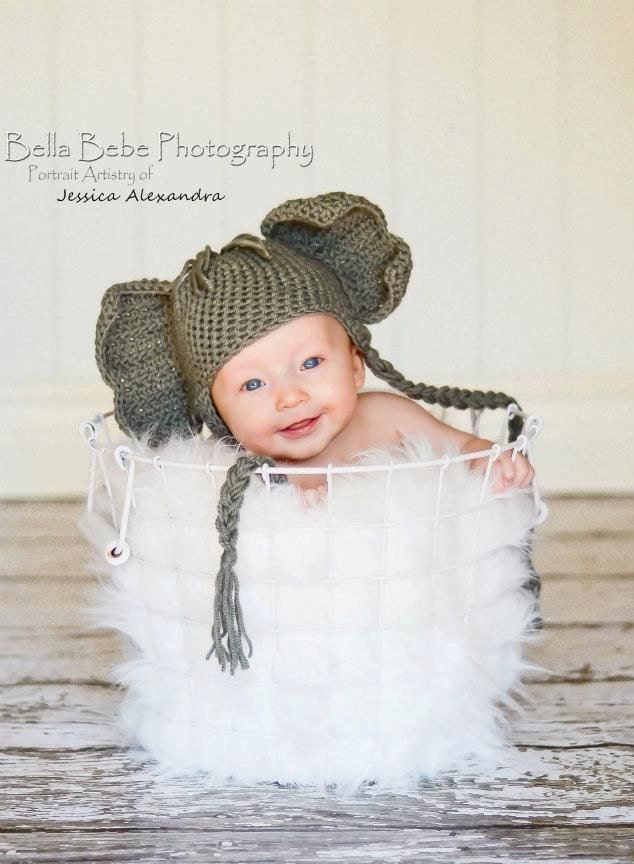 Happy Baby Elephant Hat - Made to Order, photography prop