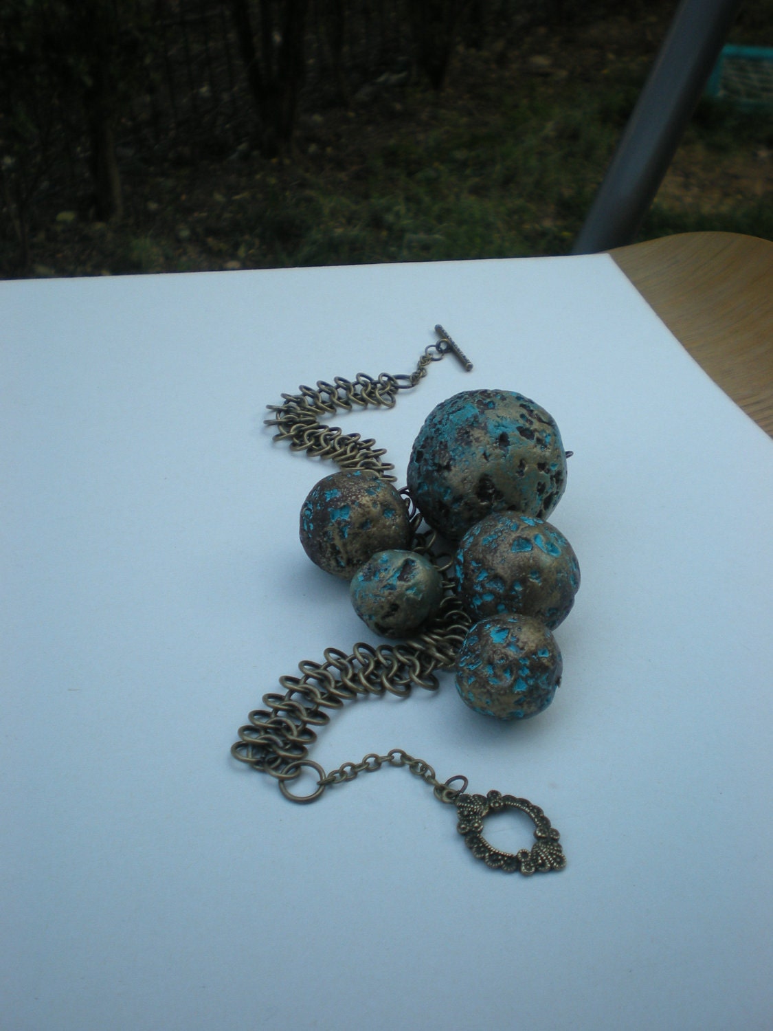 Bubble beads statement necklace - Choker - Tribal mint pearls - Pastel - Rustic 123 team