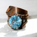 Copper Ring OOAK , Industrial Chic, Blue Topaz CZ , Wire wrapped Copper ring