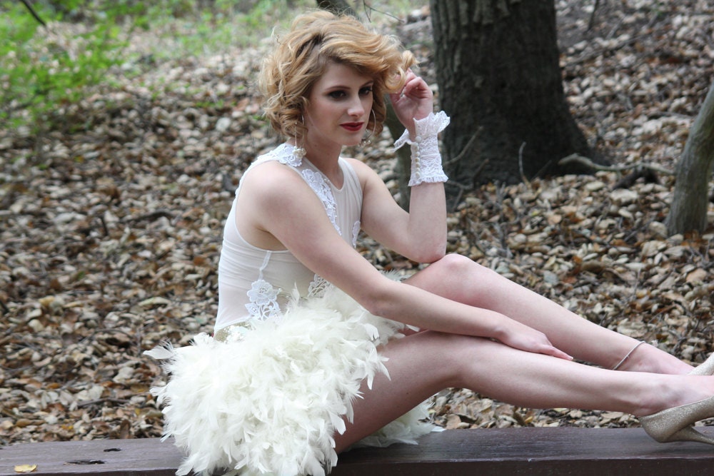 Feather Tu Tu and Floral Mesh Non Traditional wedding Dress and Party Prom Dress