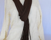 Braided Scarf, Chocolate Brown with brass beads, wide