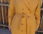 SALE / 1970s Trench Coat / 70s Mustard Orange Coat