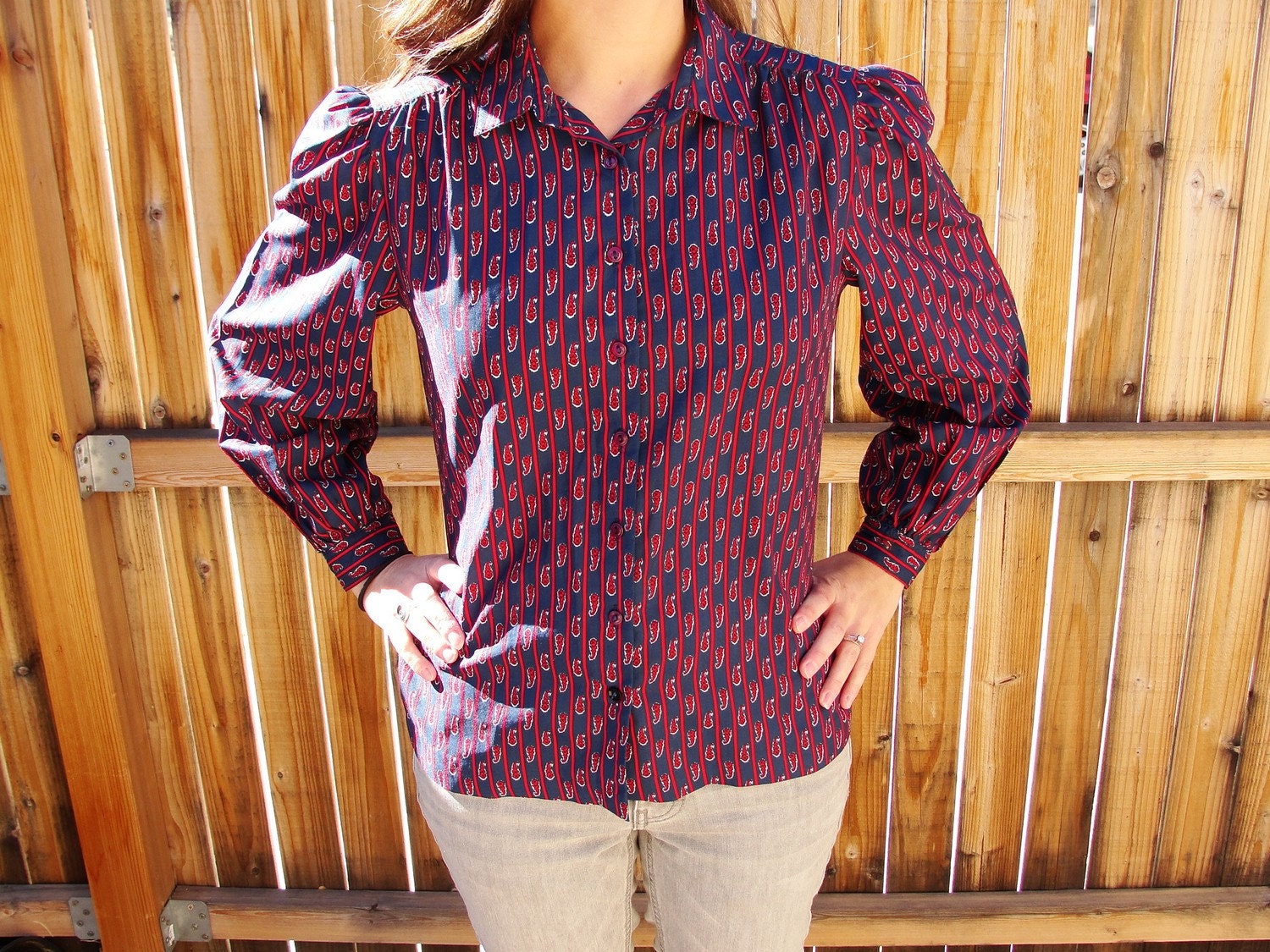Vintage Paisley Blouse / 1980s Blouse