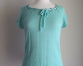 1970s Sweater Blouse / Pointelle Sweater / 70s Knit Sweater