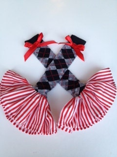 Last One. Ruffled Leg Warmers  "Candy Cane -ARGYLE STRIPE" - Size 0-8 years.& Over 65  American Doll Sleeping Bags.