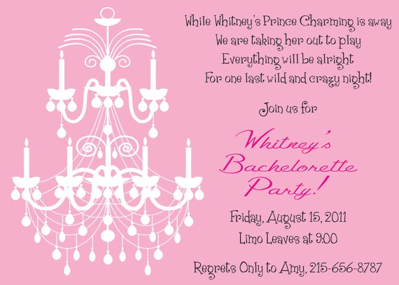 Pink Chandelier - Bridal Shower, Bachelorette Party, Girls Night Out, Birthday Party Invitation Il_570xn