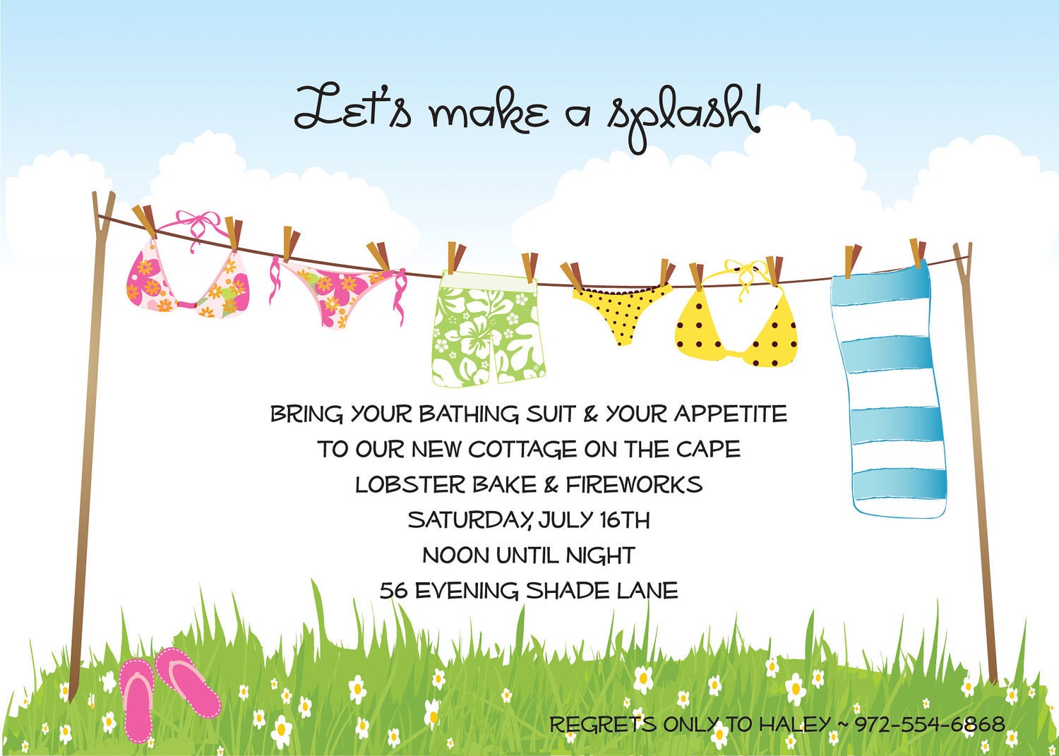 Beach or Swimming Pool Party - Invitation Il_570xn