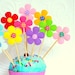 Felt Flower Party Picks - cupcake topper, cake topper, wedding, birthday, rainbow, felt, baby shower, bridal shower, red, pink, green, white