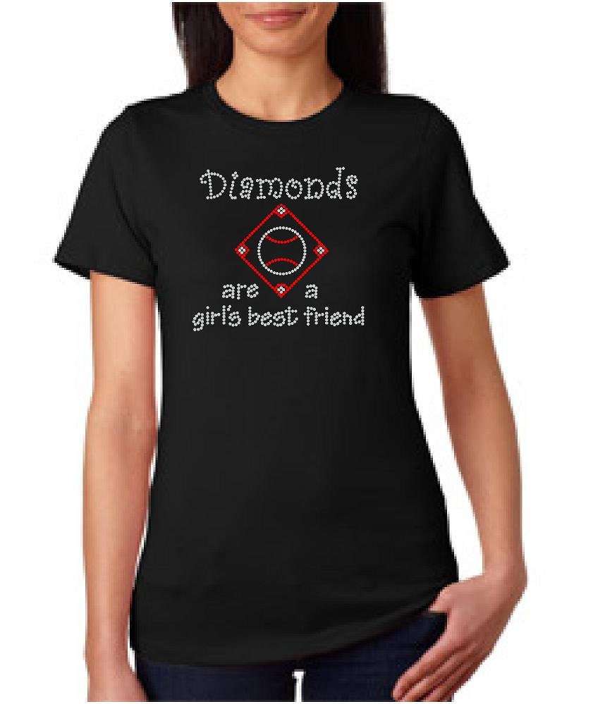 Rhinestone Diamonds are a girl's best friend Tshirt - MEGA Bling ......tee shirt sports baseball softball rhinestone shirts