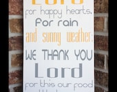 Kitchen Prayer - handpainted wood sign - We thank you Lord - typography word art - subway sign