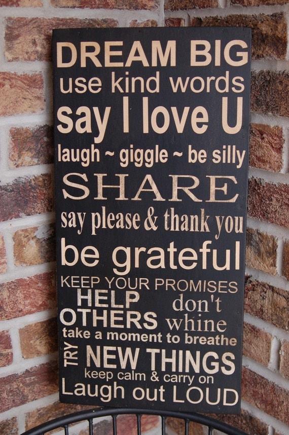 Family Rules painted Subway Art, Dream Big, Typography Word sign, handcrafted, mother's day, housewarming gift
