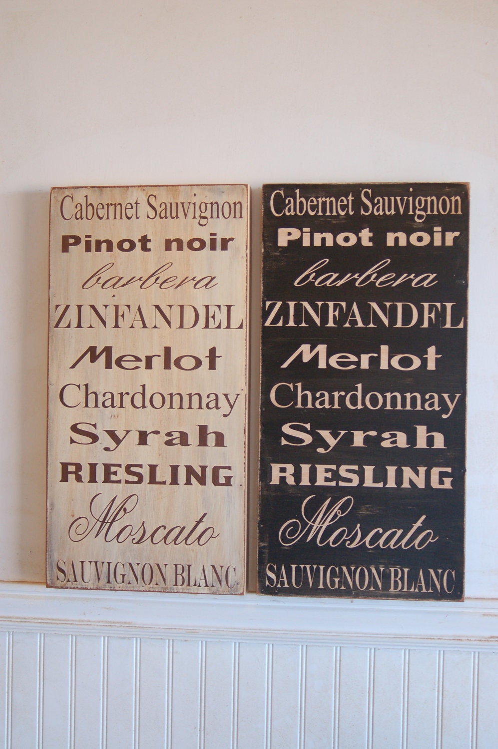 Types of Wine - Subway style art - Great gift - rustic, distressed, wood sign
