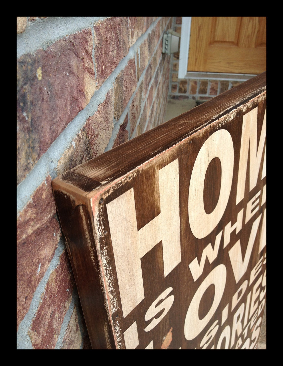 Home is where love resides - large handcrafted all wood sign - distressed vintage looking - family