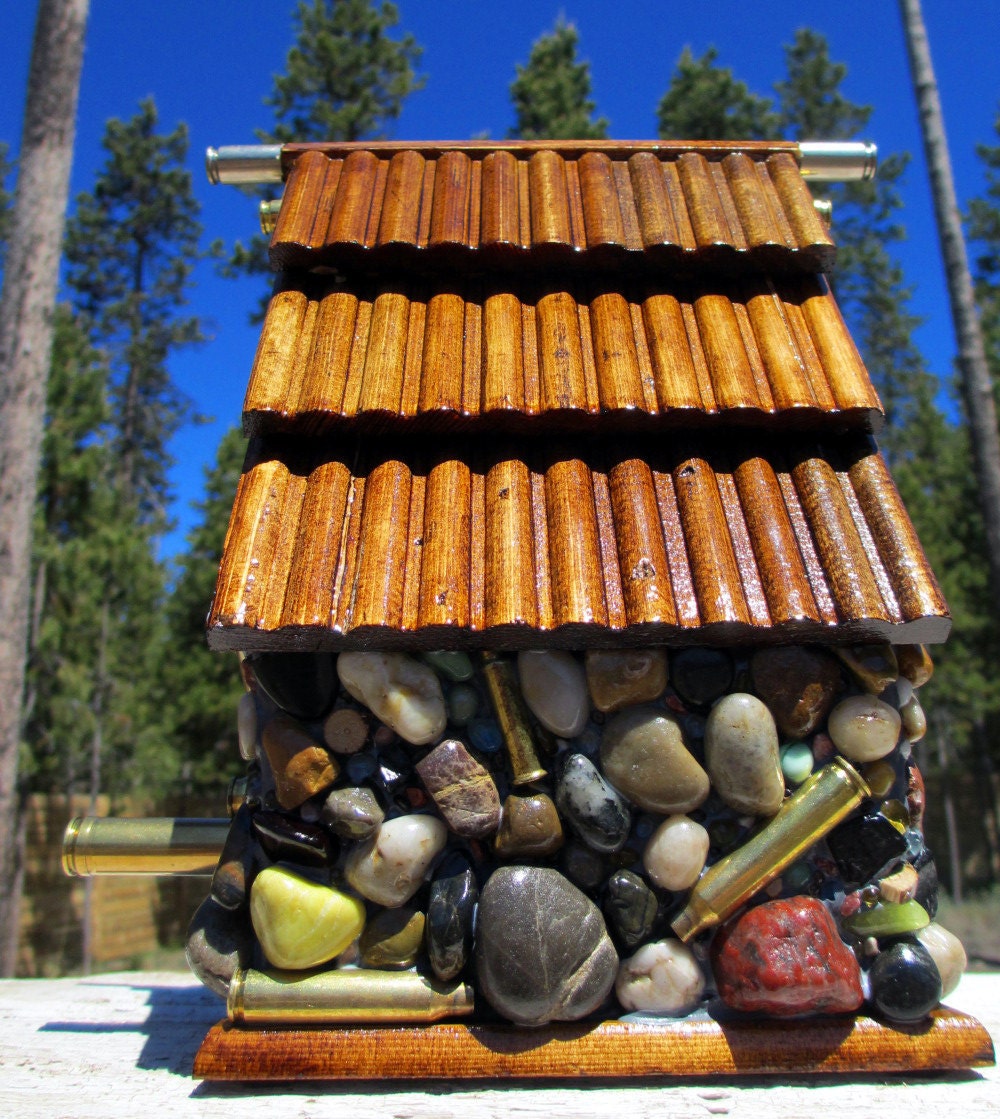 Birdhouse with Recycled Bullet Shell Casings, Wood Rounds and more